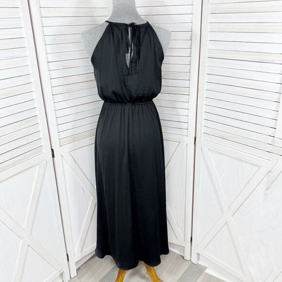 Apt. 9 High Low Halter Tie Neck Midi Maxi Dress Black Small Sleeveless - Picture 4 of 11